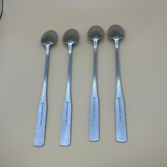 4 Ice Tea Spoon 8 1/2 in Abbeville (Stainless) by Gibson, Satin Flat Tip - Picture 3 of 6